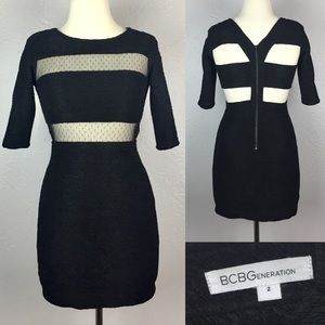 BCBG Black Sheer Cutout Dot Dress